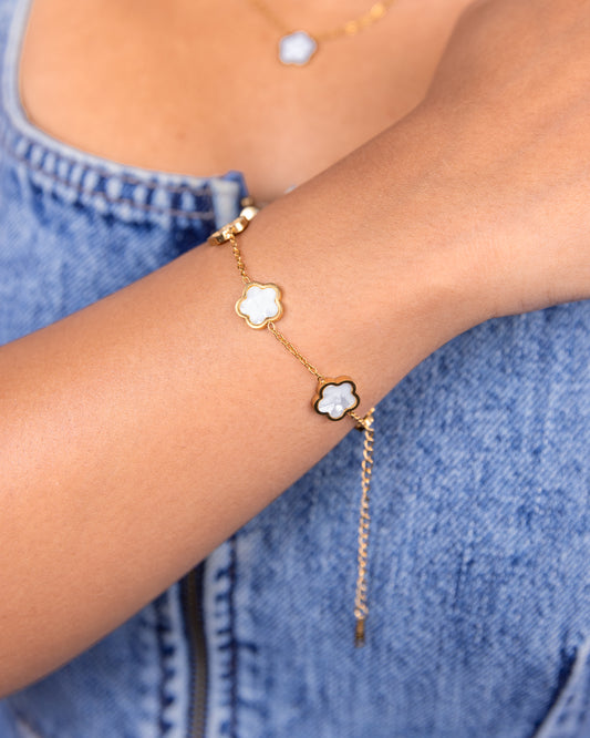 Four-Leaf Clover White Bracelet