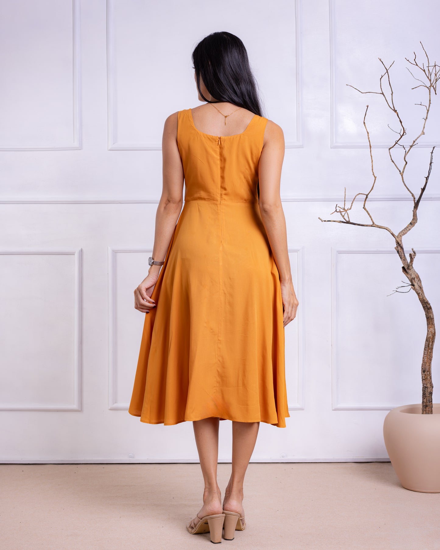 Lia Mustard Midi Dress