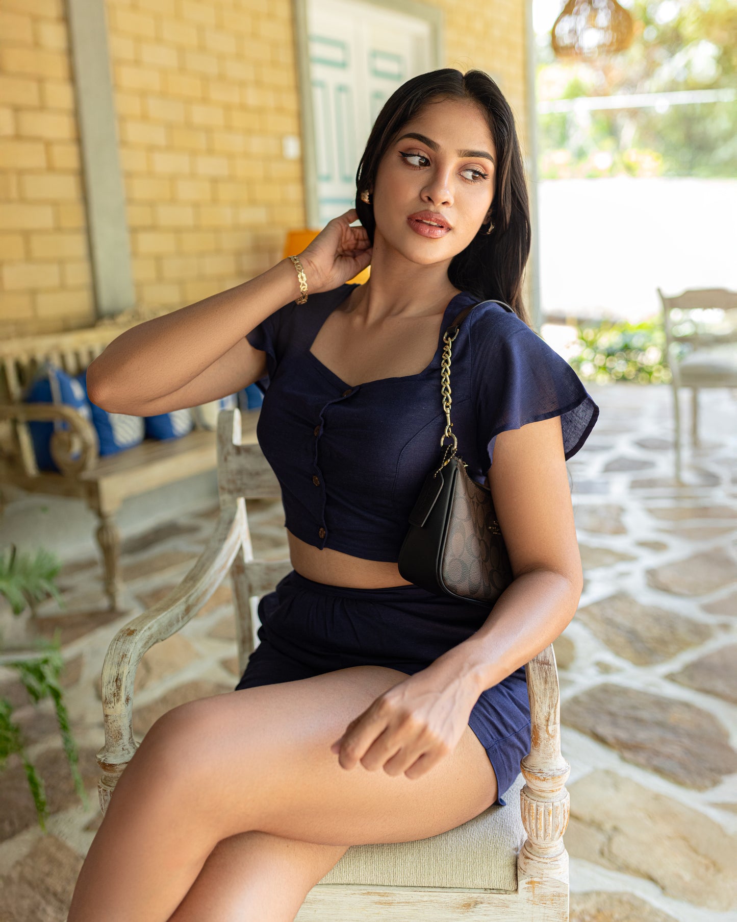 Venice Navy Linen Co-ord Set
