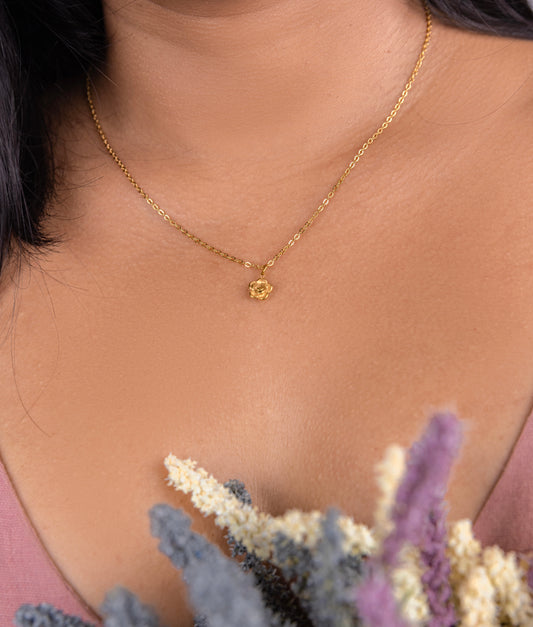 Gold Plated Rose Flower Necklace
