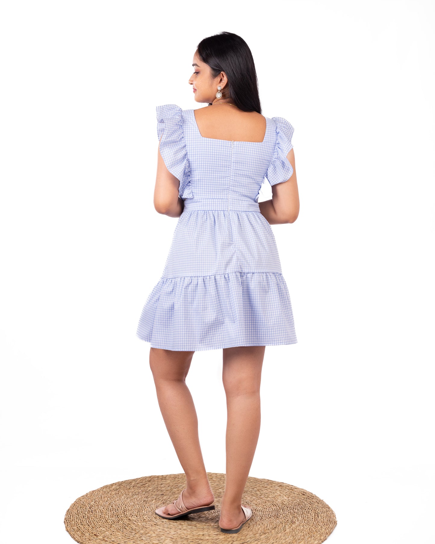 Bella Light Blue Gingham Dress