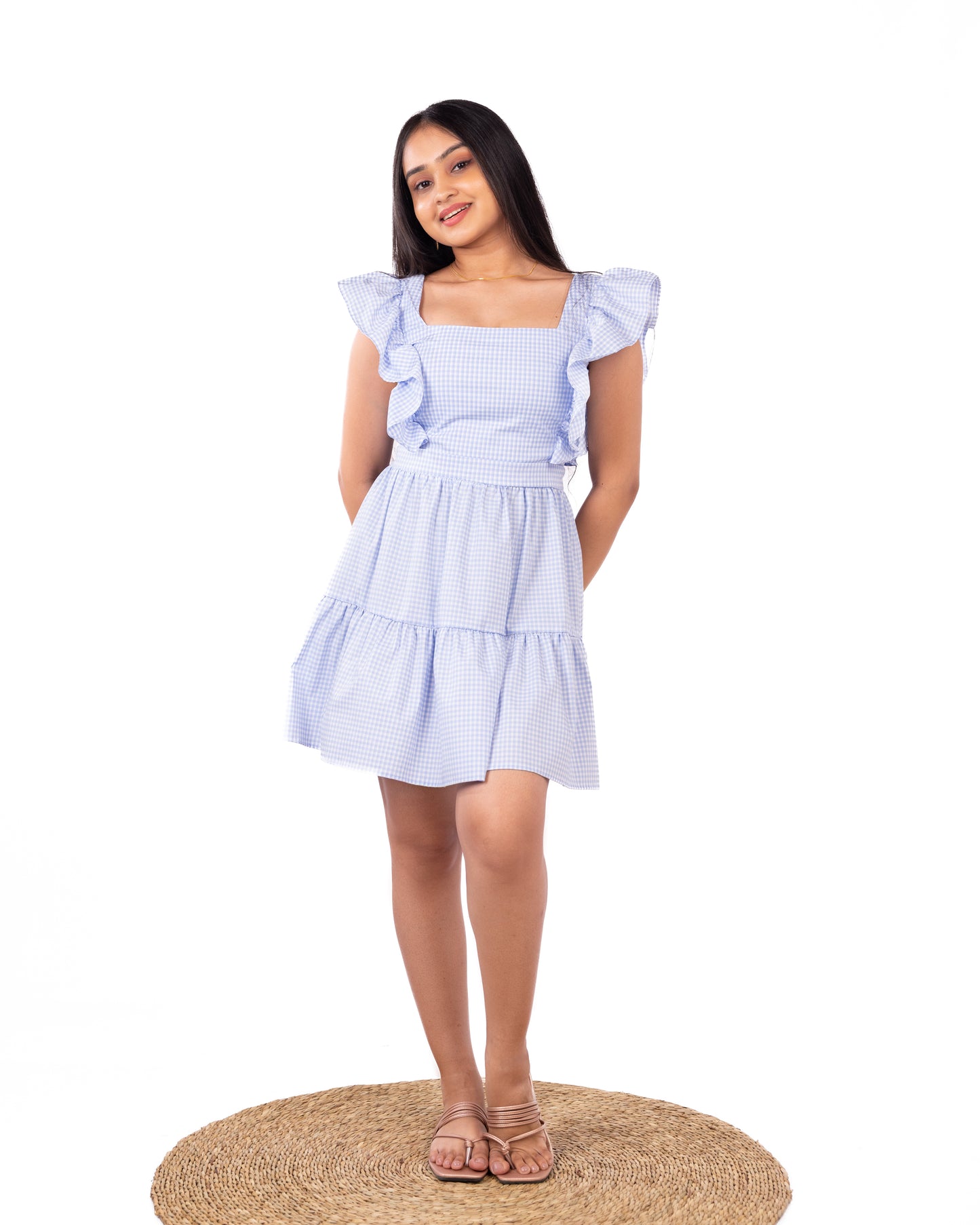 Bella Light Blue Gingham Dress