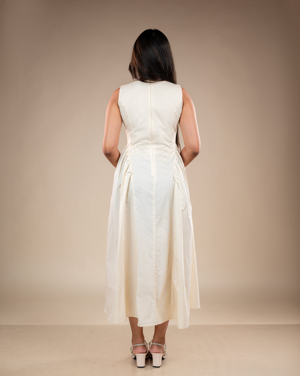 Sogno Light Cream Long Flared Dress