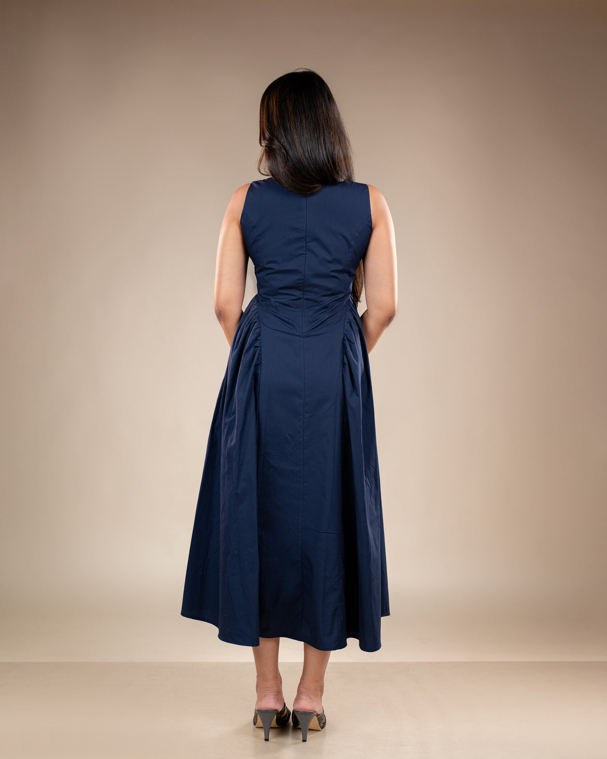 Sogno Navy Blue Long Flared Dress