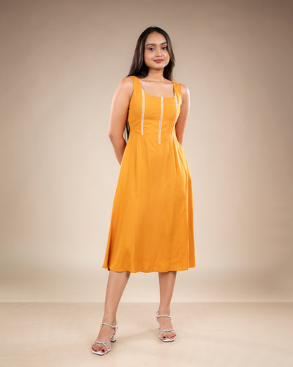 Lia Mustard Midi Dress