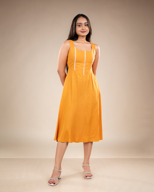 Lia Mustard Midi Dress