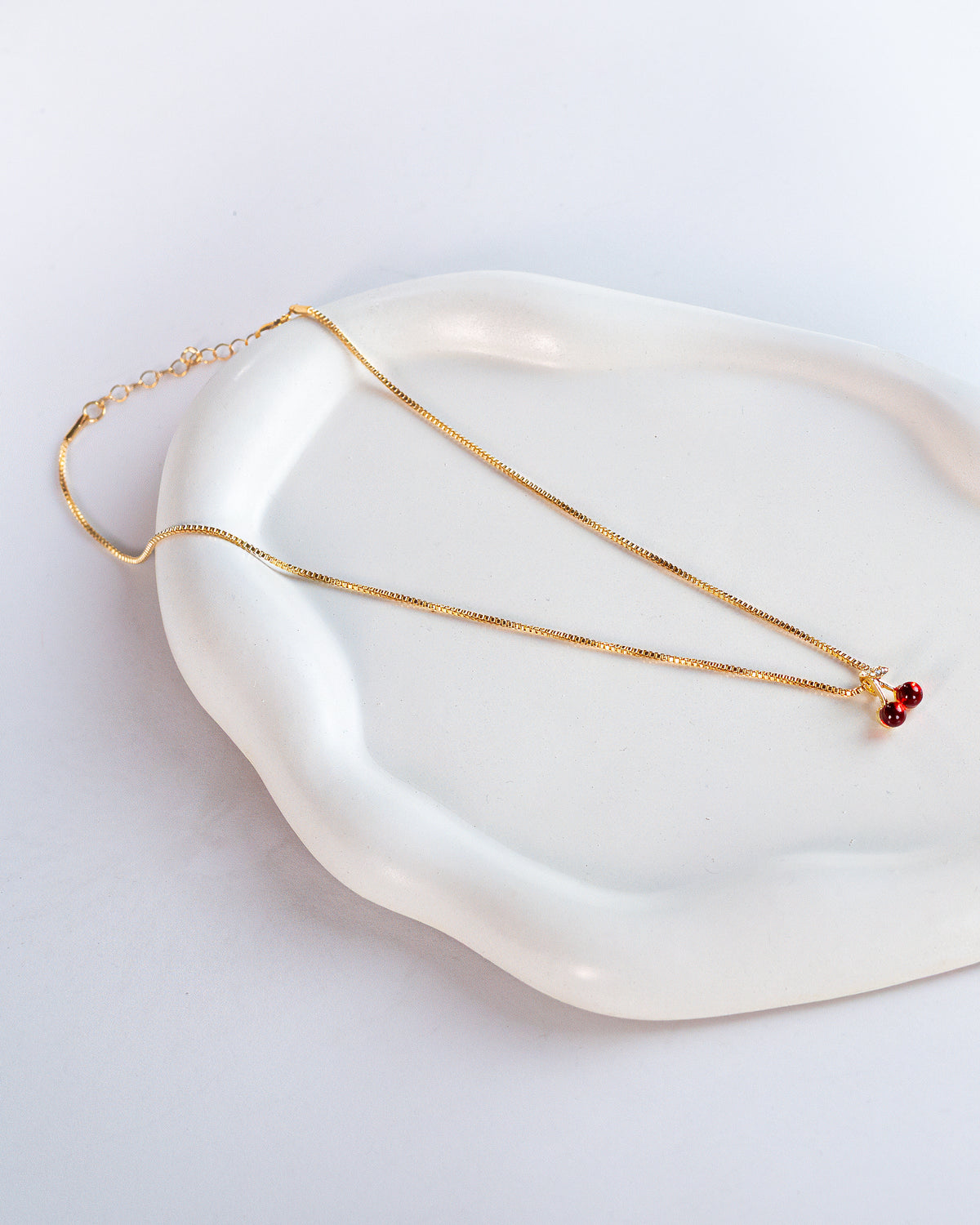 Gold Plated Red Cherry Necklace
