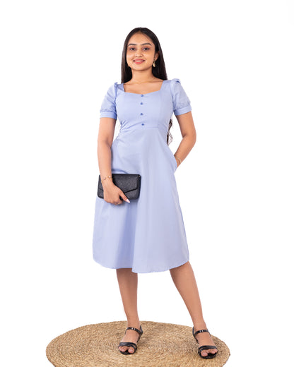 Amore Cotton Light Blue Dress