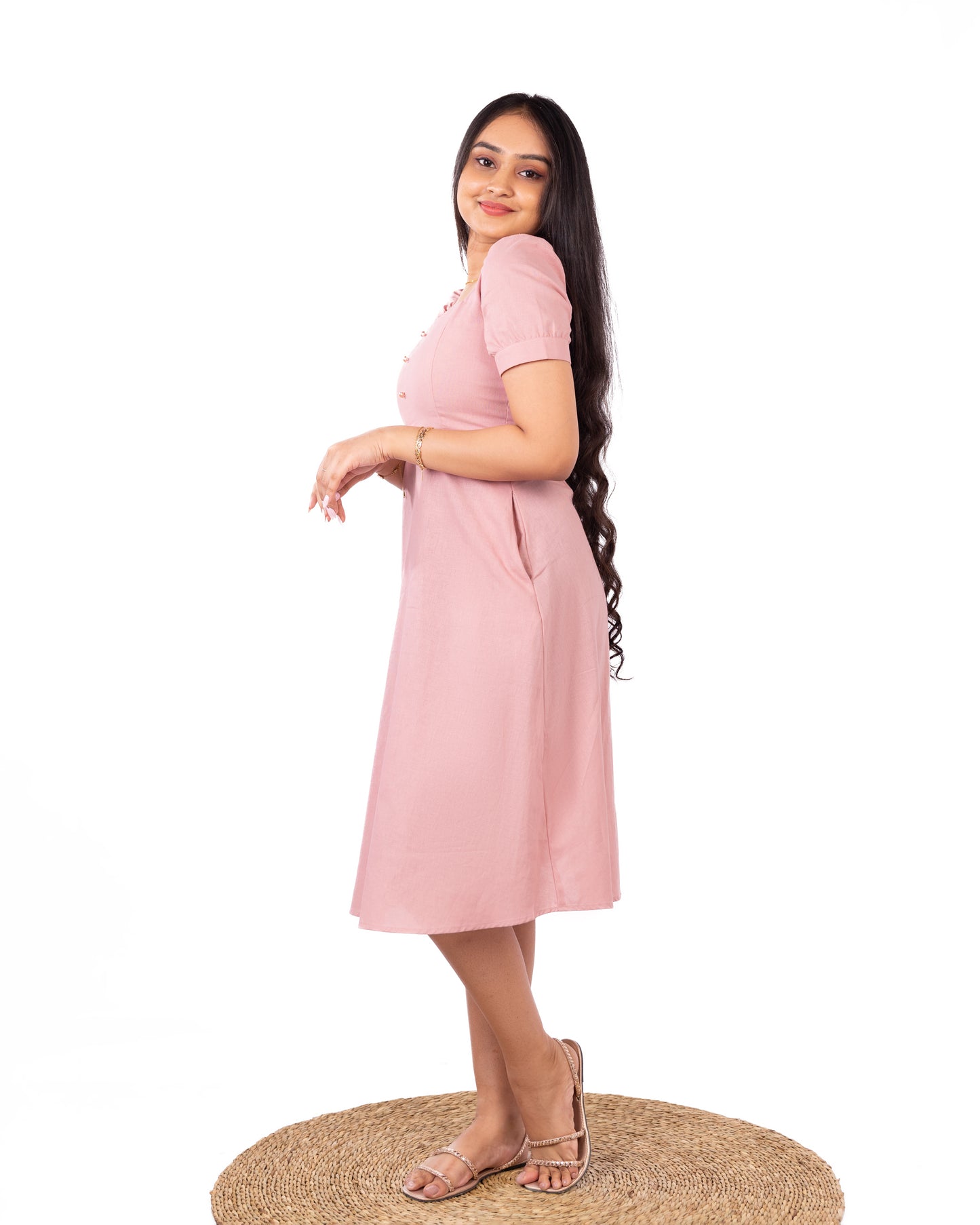 Amore Soft Linen Dusty Pink Dress