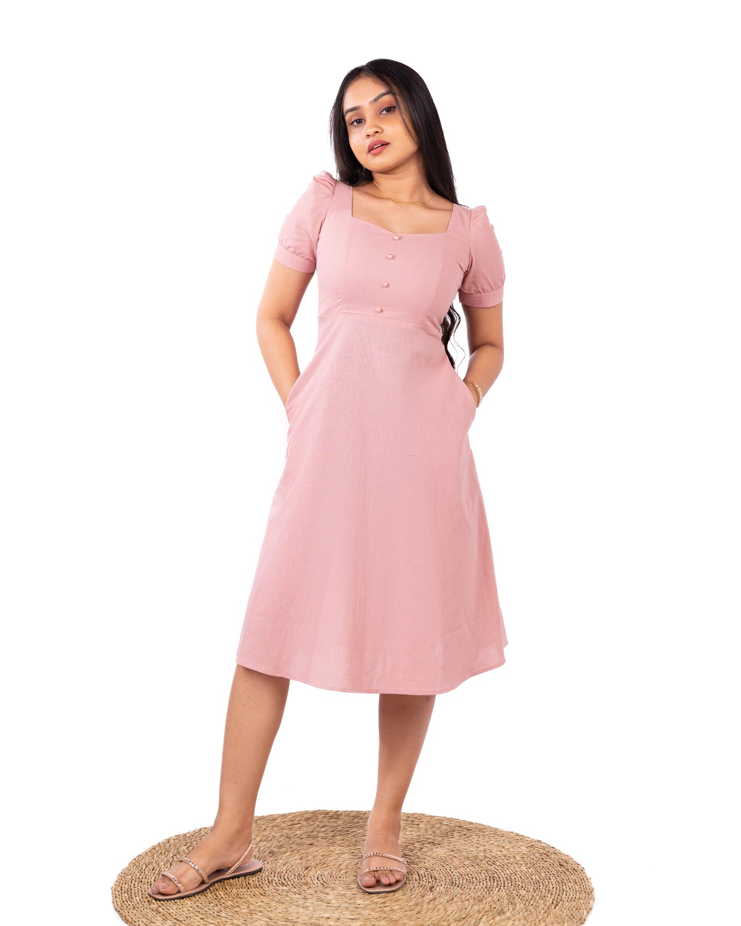 Amore Soft Linen Dusty Pink Dress