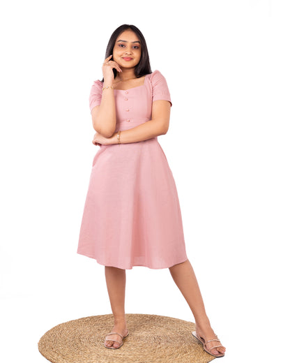 Amore Soft Linen Dusty Pink Dress