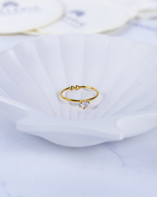 Gold Dainty Heart Ring White