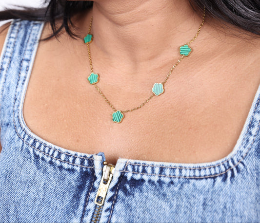 Four-Leaf Clover Green Necklace