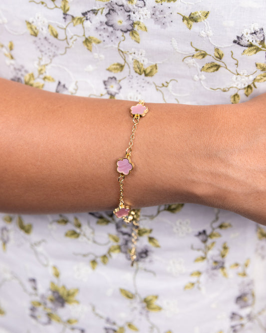 Elegant Lucky Flower Pink Bracelet