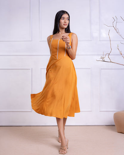 Lia Mustard Midi Dress