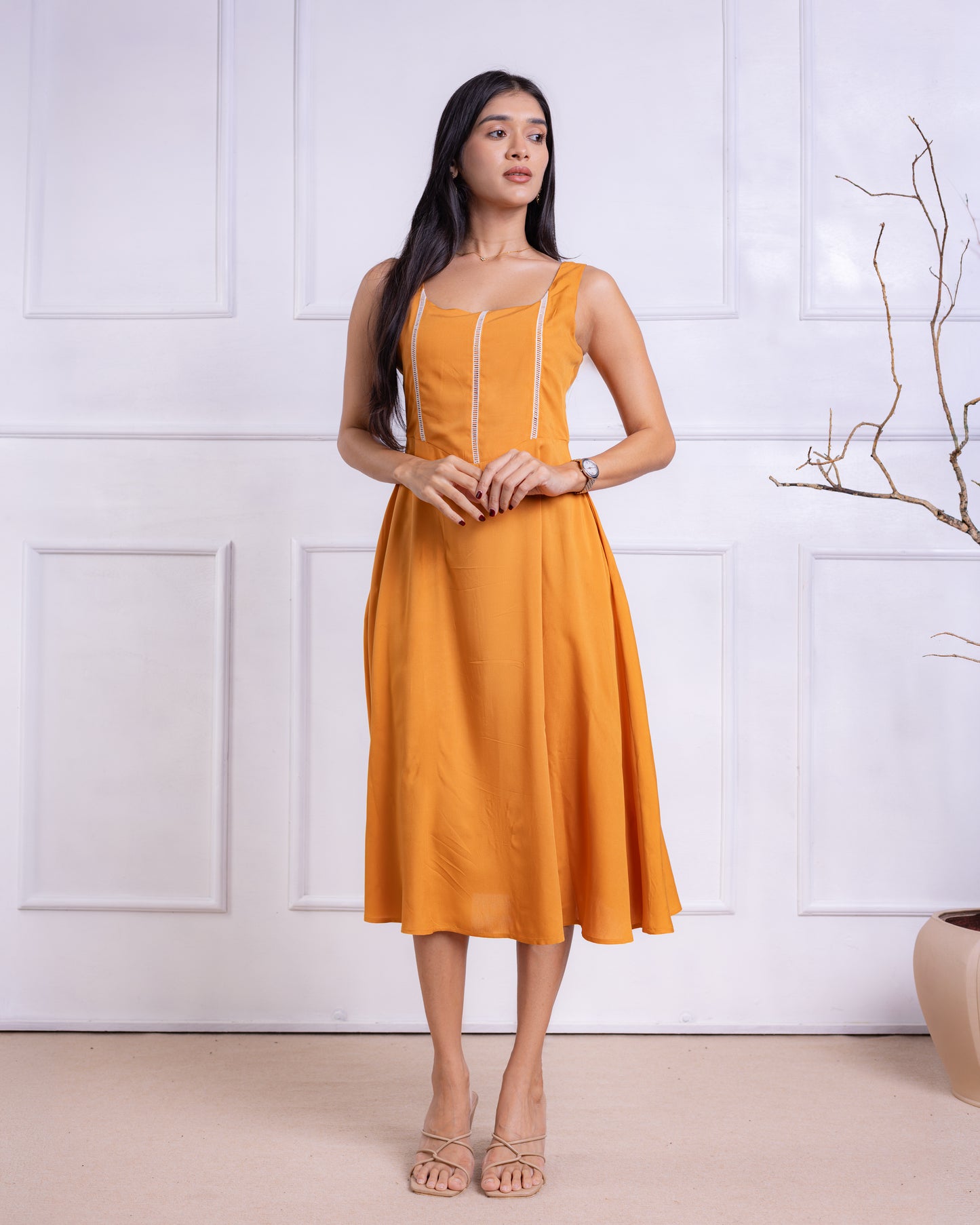 Lia Mustard Midi Dress