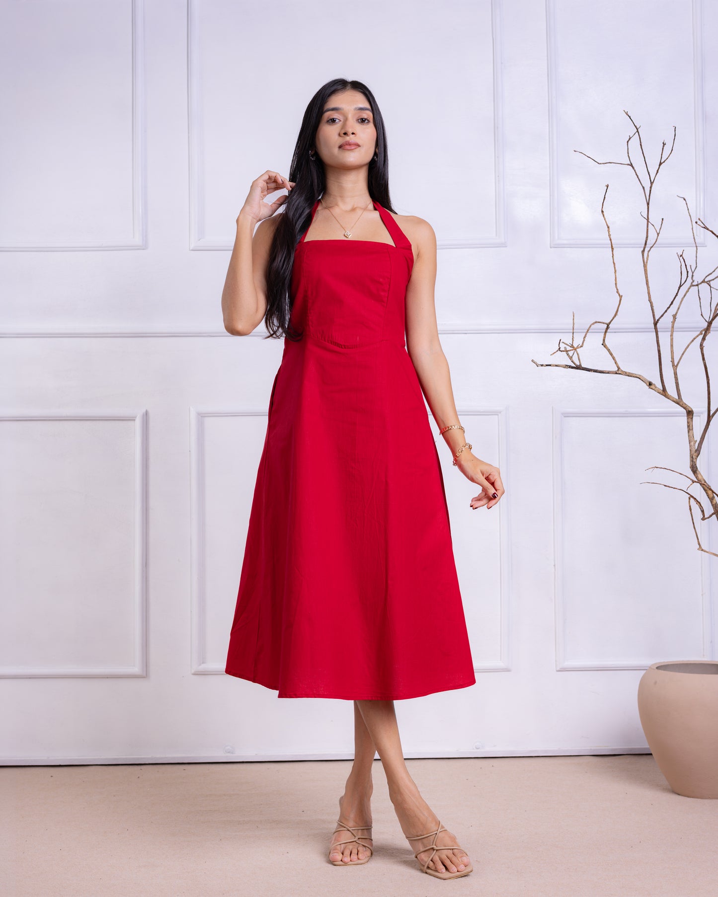 Mia Red Midi Dress
