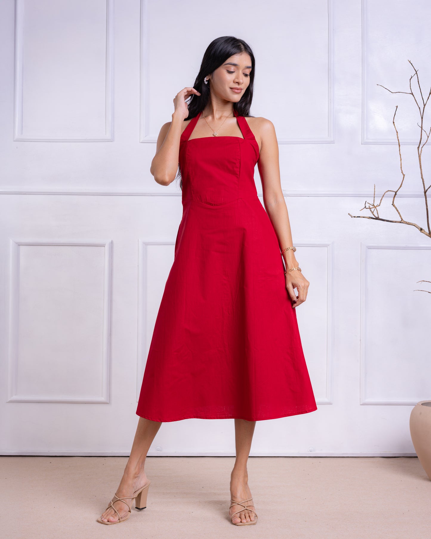 Mia Red Midi Dress