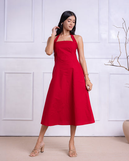 Mia Red Midi Dress