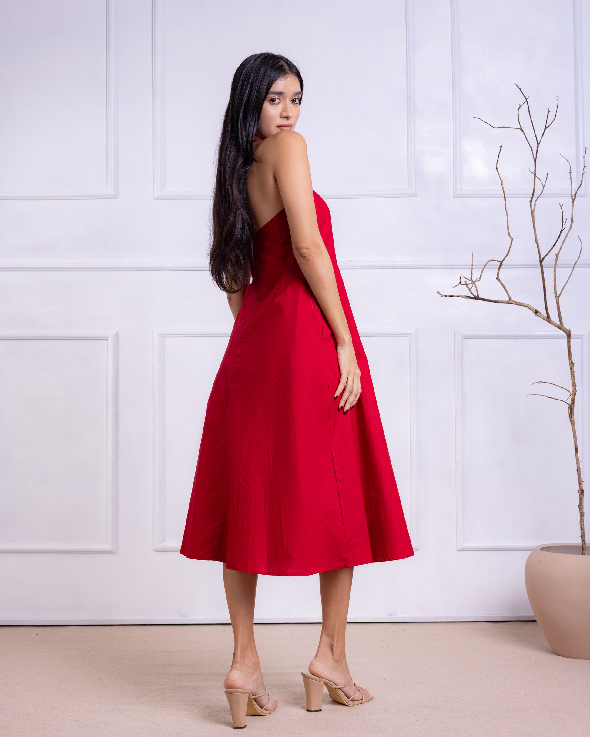 Mia Red Midi Dress - Women's Dress