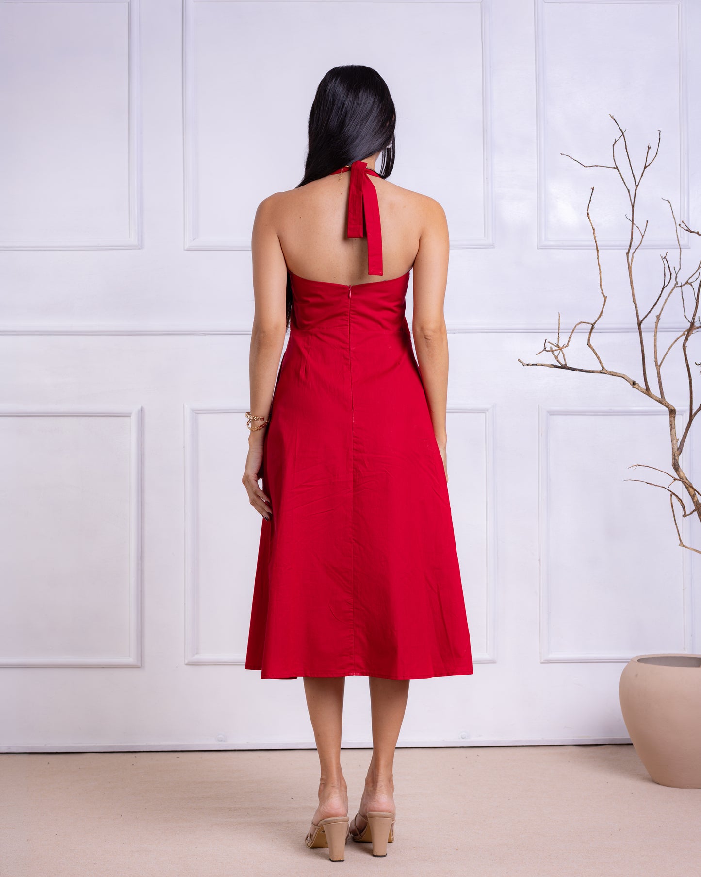Mia Red Midi Dress
