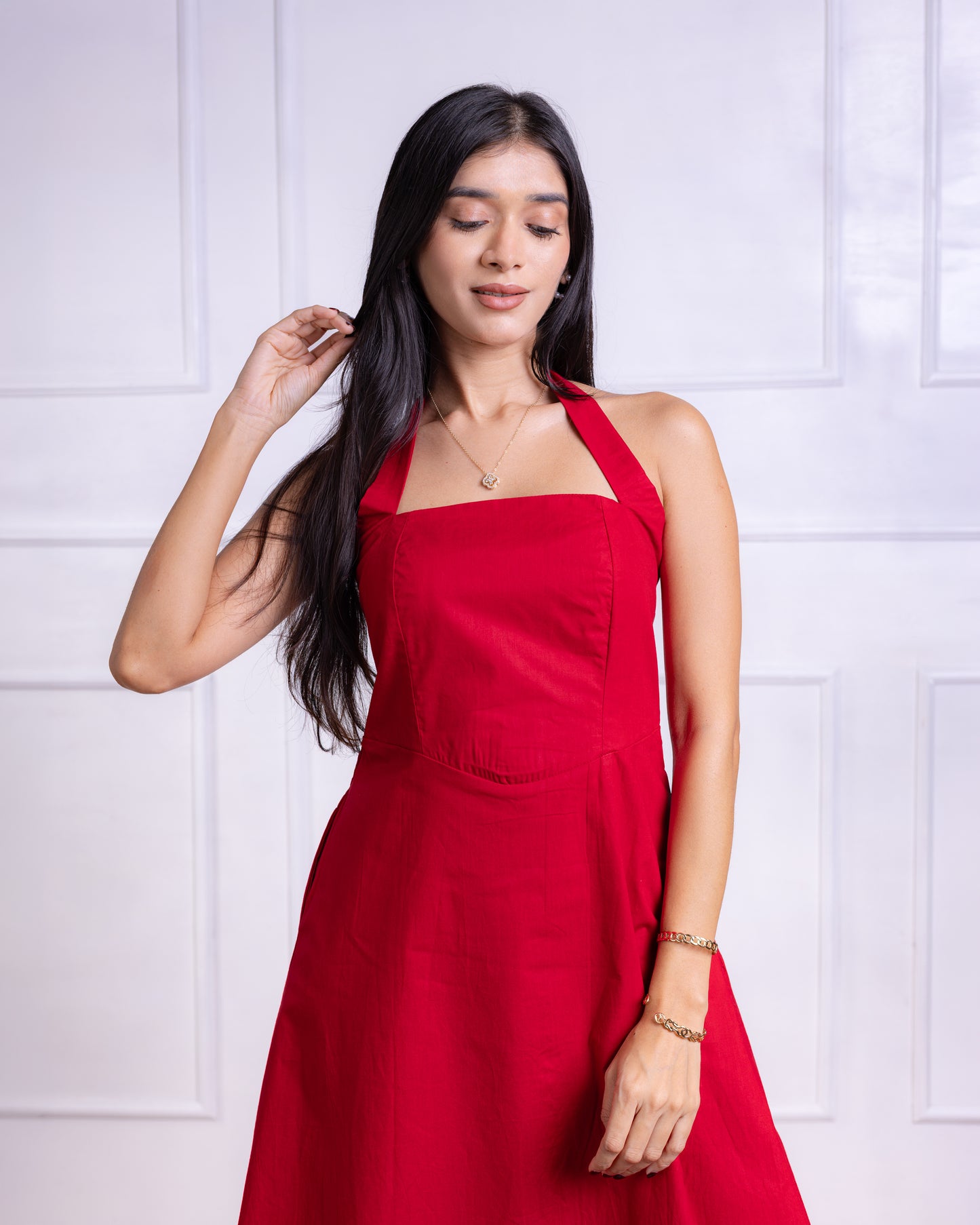 Mia Red Midi Dress