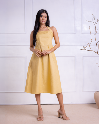 Mia Yellow Midi Dress