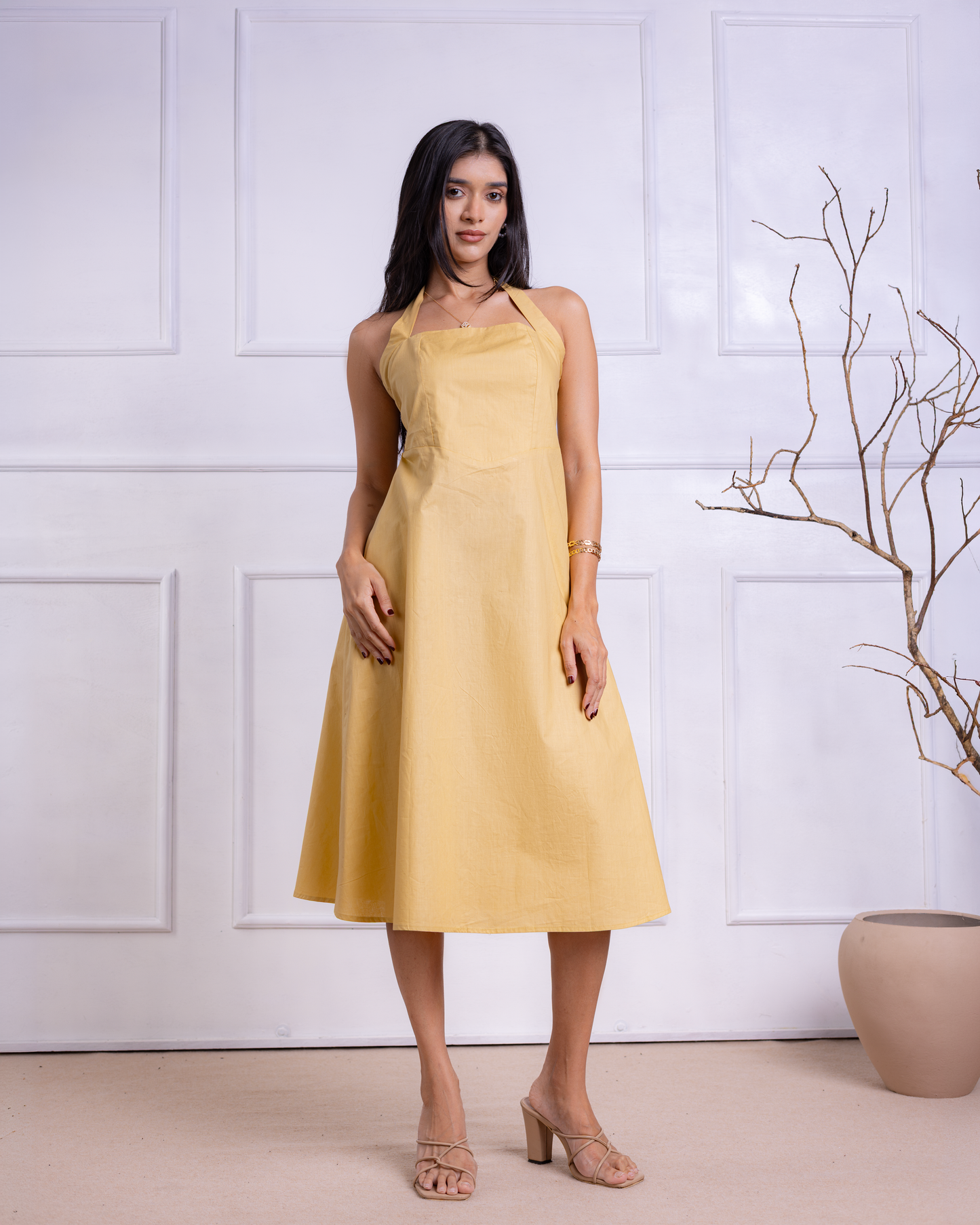 Mia Yellow Midi Dress