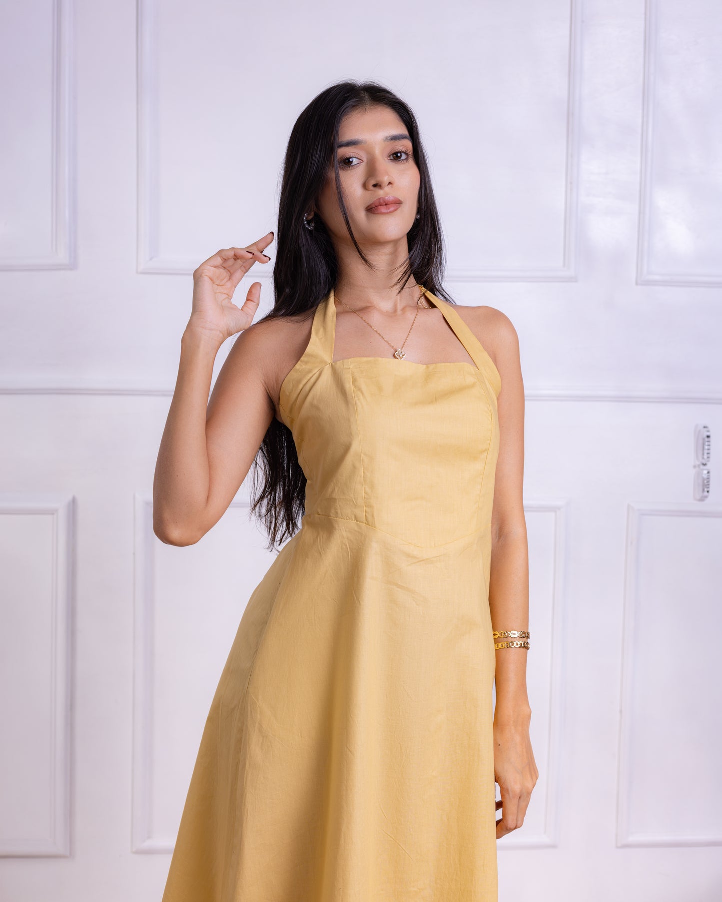 Mia Yellow Midi Dress