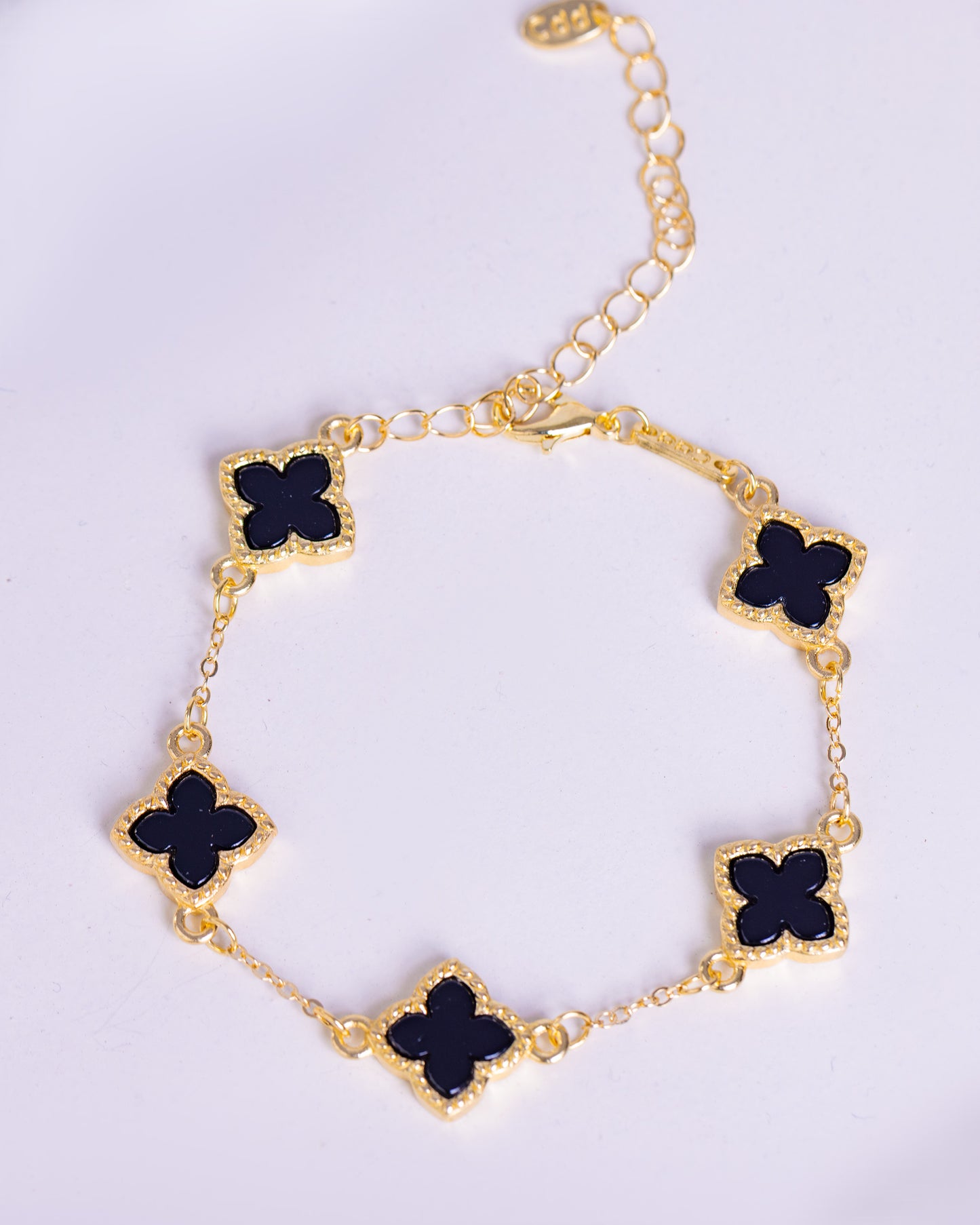 Gold Plated Black Clover Bracelet