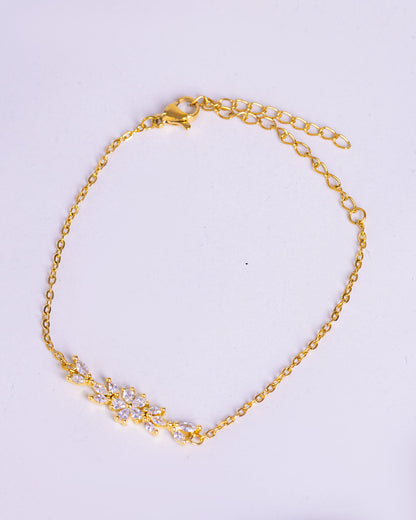 Gold Plated Zirconia Flower Bracelet
