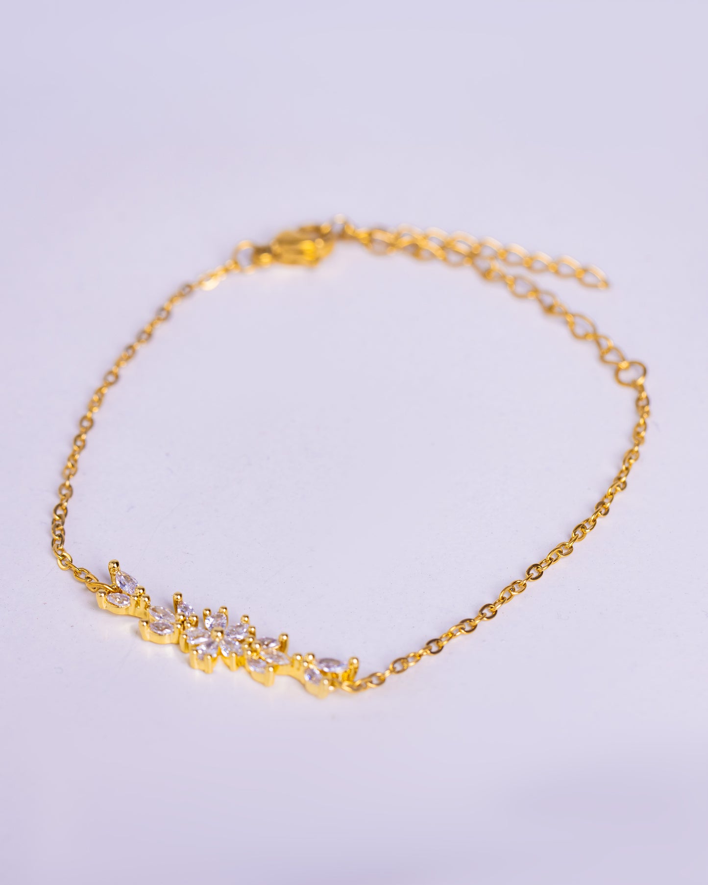 Gold Plated Zirconia Flower Bracelet