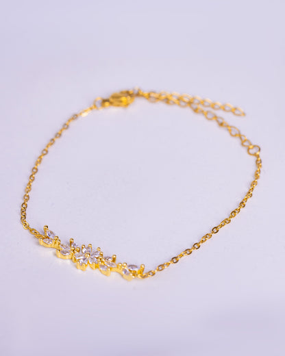 Gold Plated Zirconia Flower Bracelet