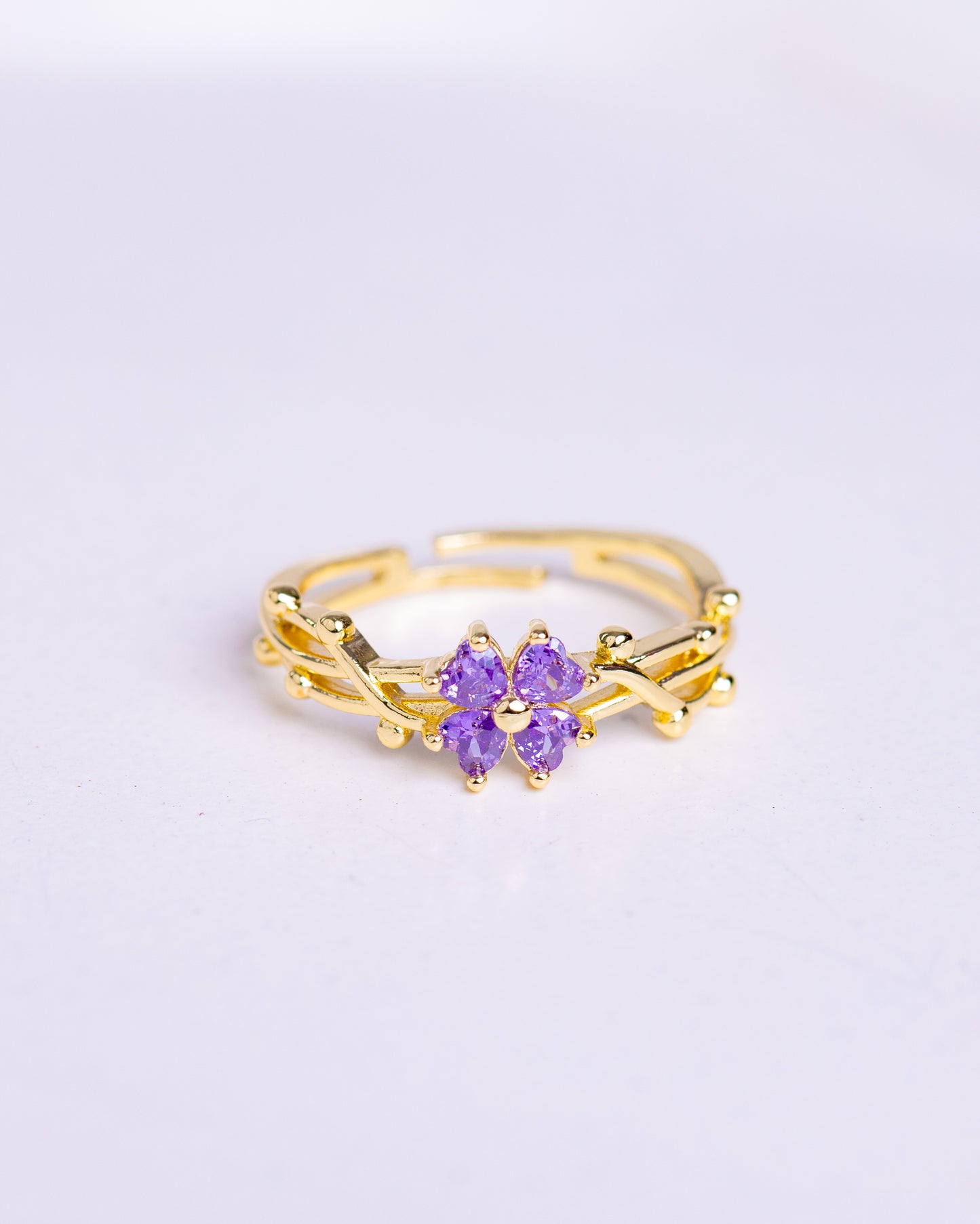 Gold Plated Purple Flower Ring