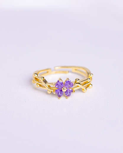 Gold Plated Purple Flower Ring