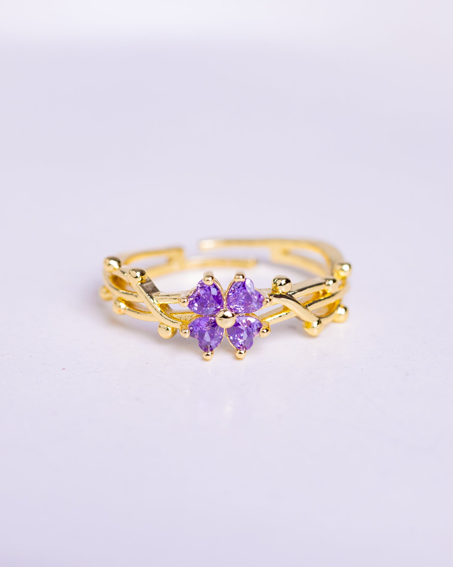 Gold Plated Purple Flower Ring