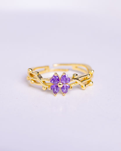 Gold Plated Purple Flower Ring