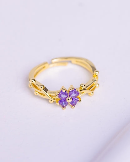 Gold Plated Purple Flower Ring