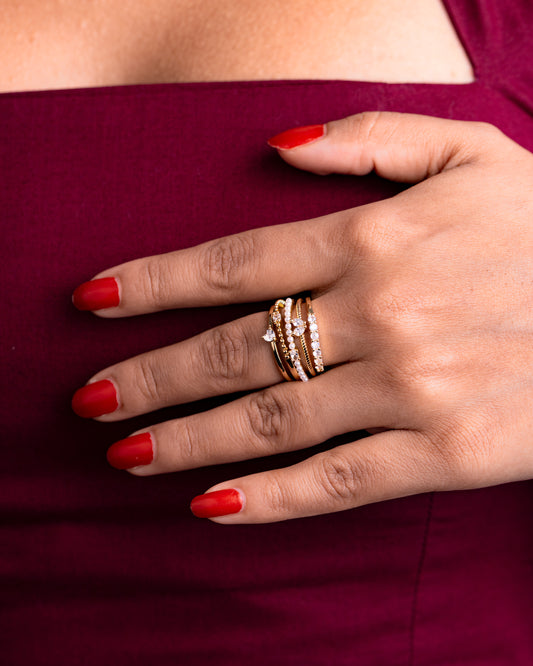 Gold Plated 5 pcs Rings