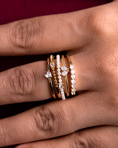 Gold Plated 5 pcs Rings