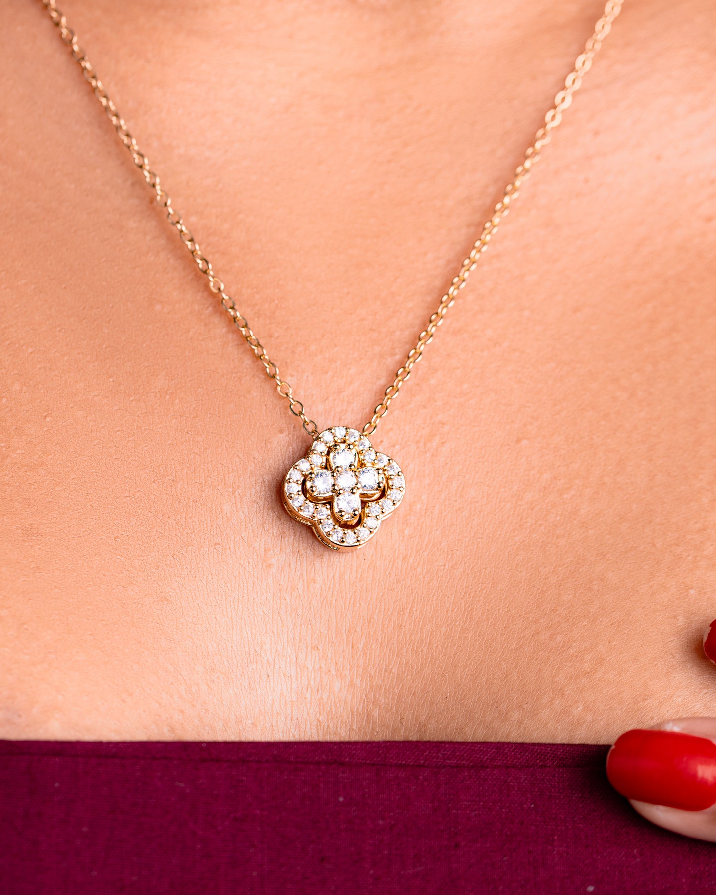 Gold Plated Four Leaf Clover Necklace