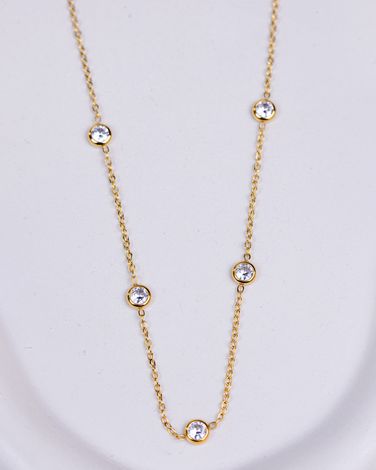 Gold Sparkling Zircon Necklace