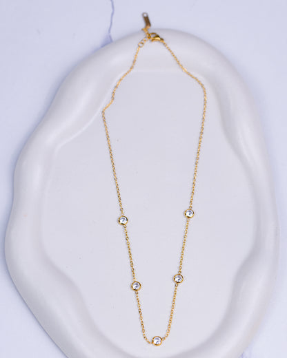 Gold Sparkling Zircon Necklace