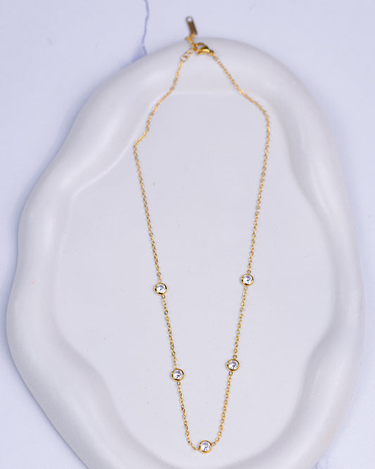 Gold Sparkling Zircon Necklace