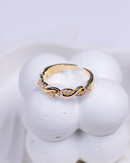 Gold Beaded Cuff Ring