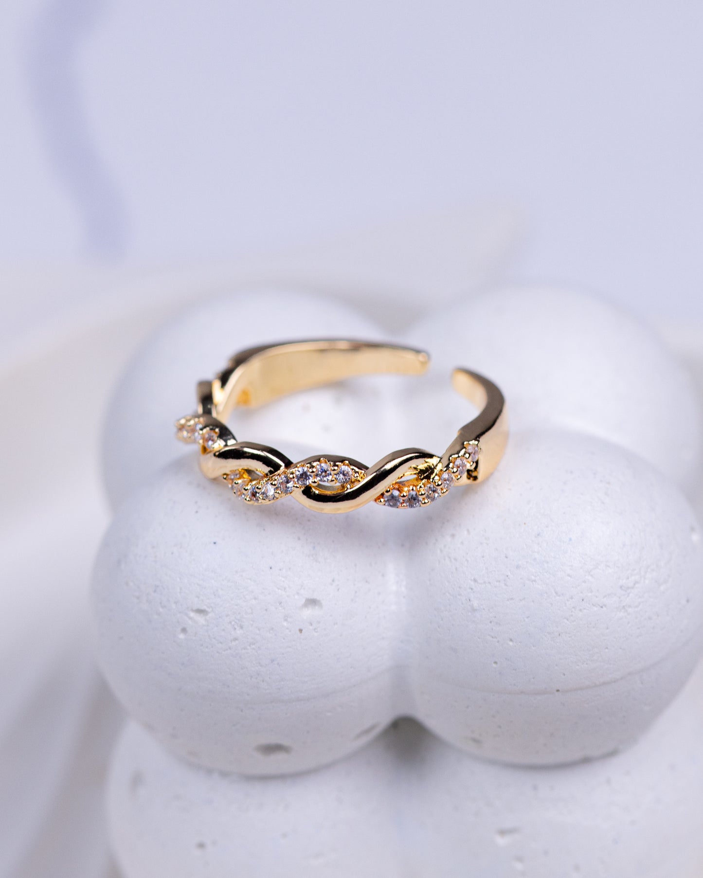 Gold Beaded Cuff Ring
