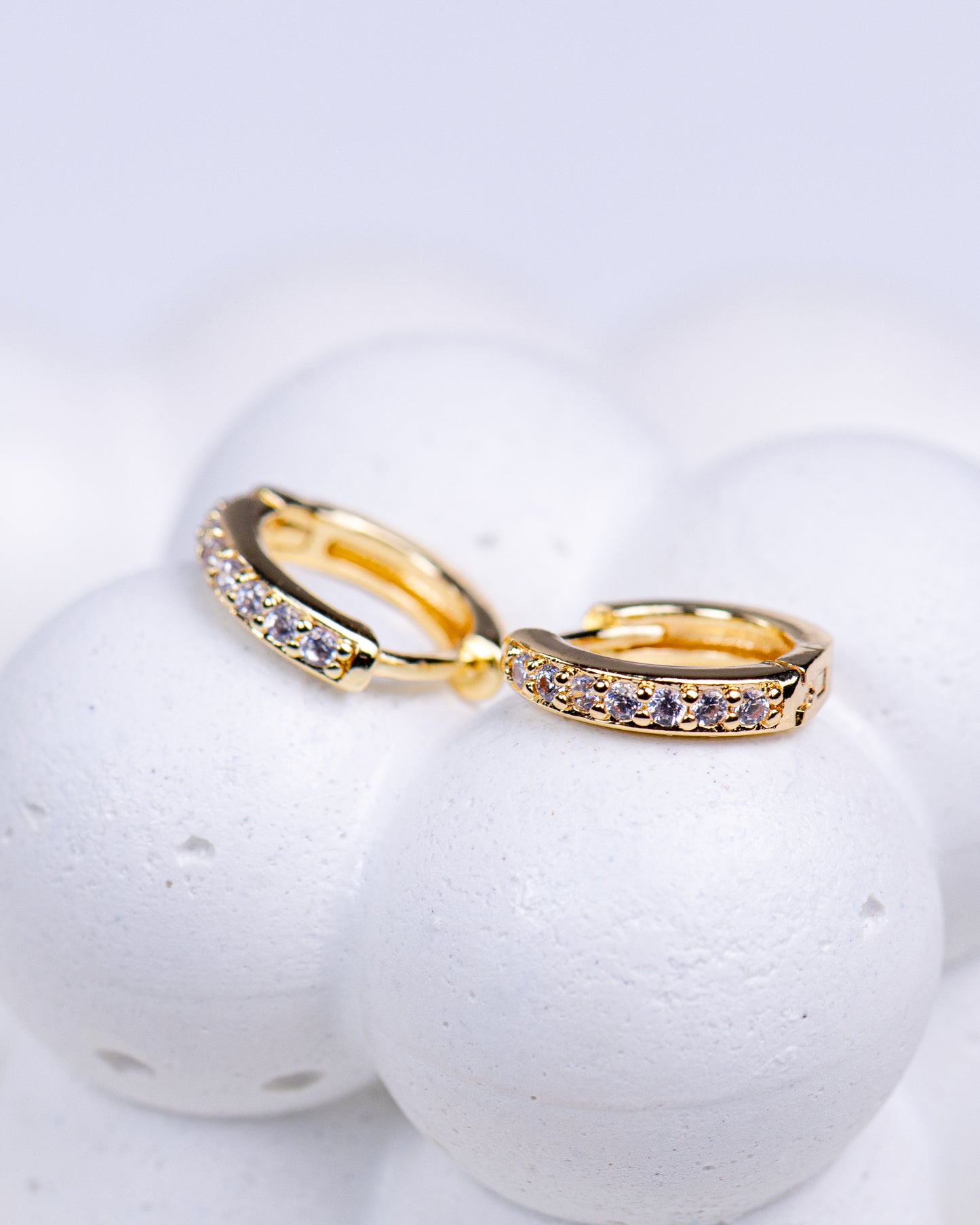 Gold White Zirconia Earrings