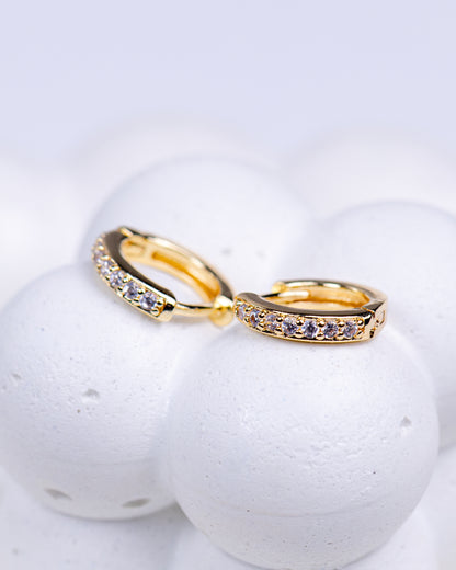 Gold White Zirconia Earrings