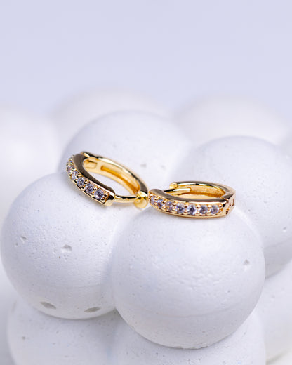 Gold White Zirconia Earrings