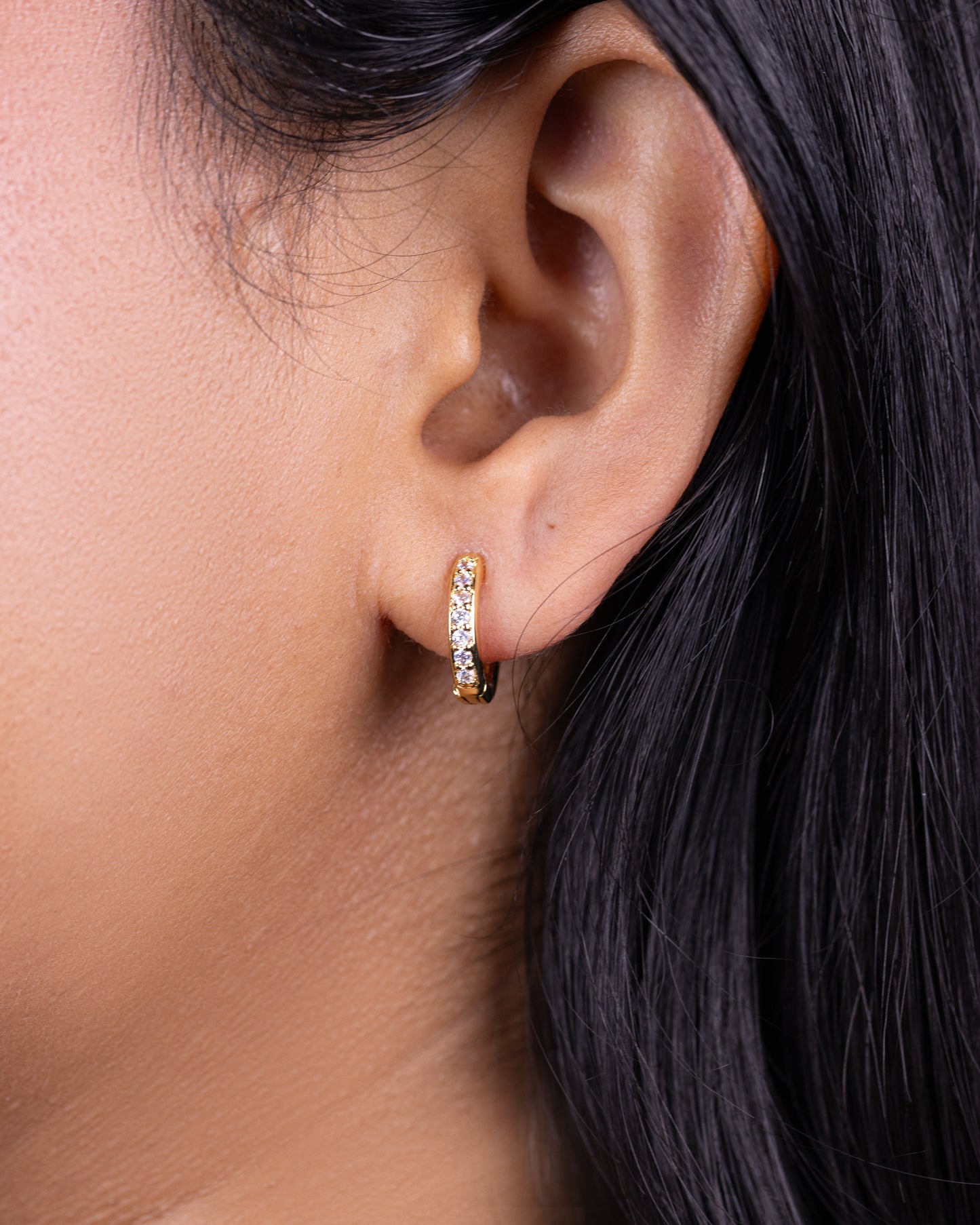 Gold White Zirconia Earrings